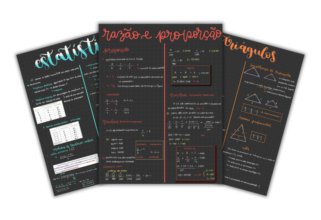 Exemplos de resumos do Pack ENEM - conteúdo organizado e visual para estudos